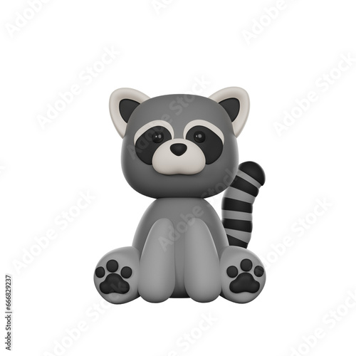 Fototapeta Naklejka Na Ścianę i Meble -  Cute 3D Character Raccoon Toy
