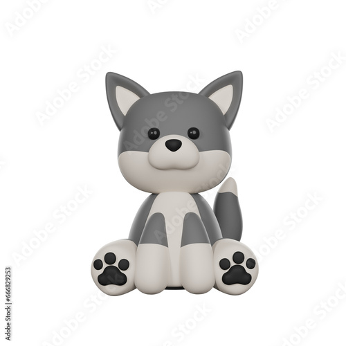 Cute 3D Character Gray Wolf Toy