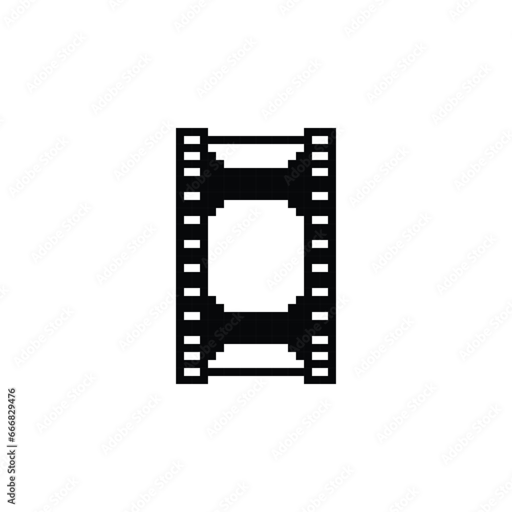 Film Reel Logo Icon in Pixel Art