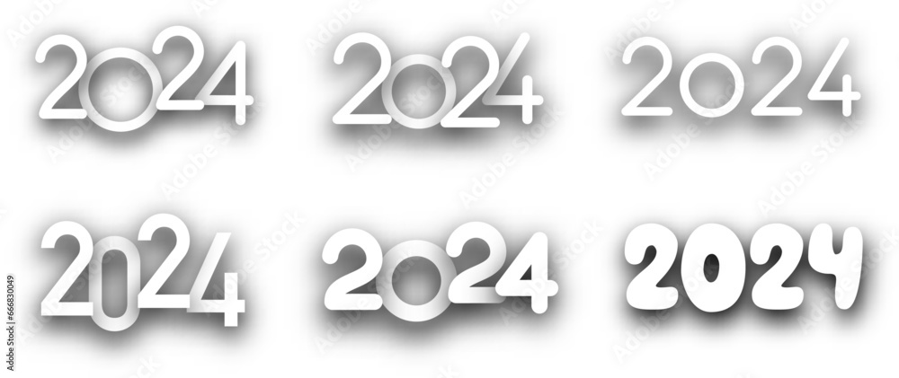 Photo & Art Print New Year 2024 different paper numbers for calendar ...