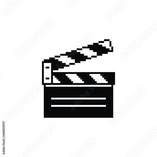 Clapper Board Logo Icon in Pixel Art