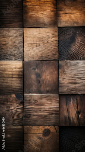 A rustic wooden wall panel made of planks