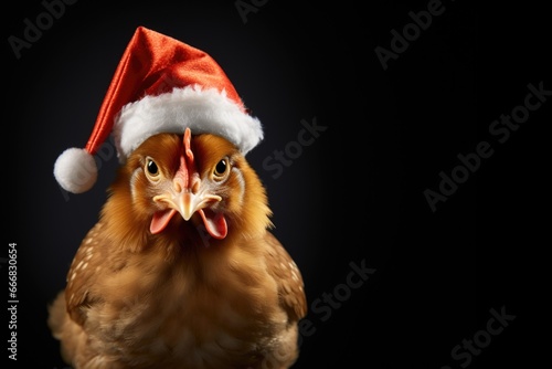 chicken celebrating christmas