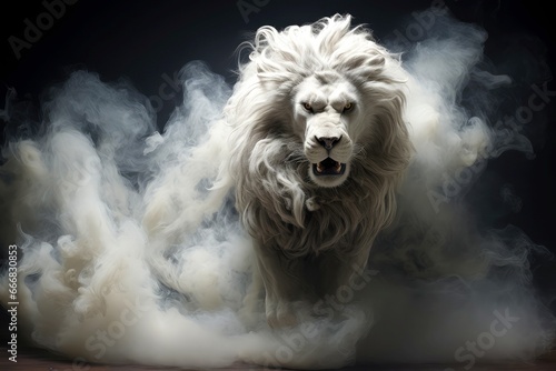 Abstract lion with complex motion and hazy color