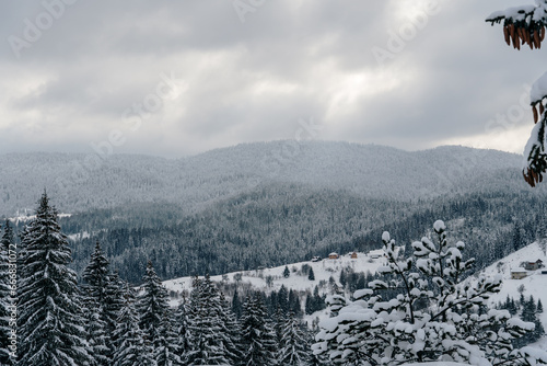 Landscape of a snow covered mountain