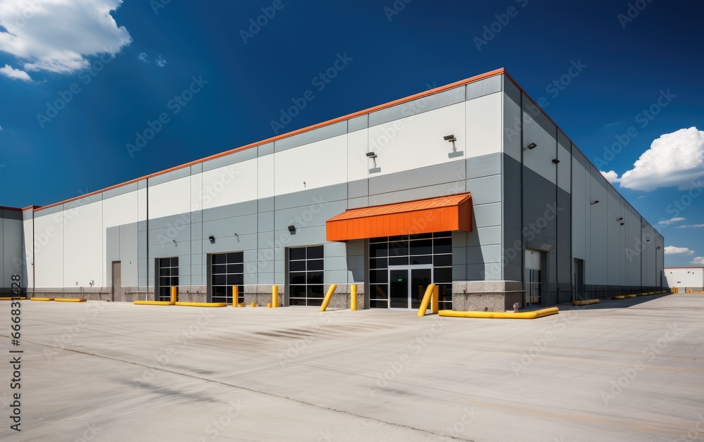 Naklejka premium Modern logistics warehouse building structure