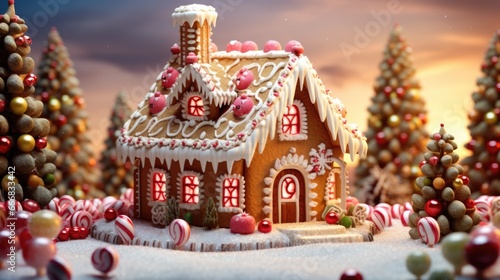 gingerbread house with christmas decoration xmas holiday sweets