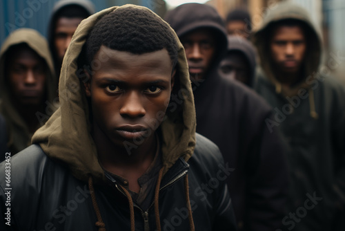 Journey of Desperation: Young African Immigrant Group in Europe, Marked by Sorrowful Gaze