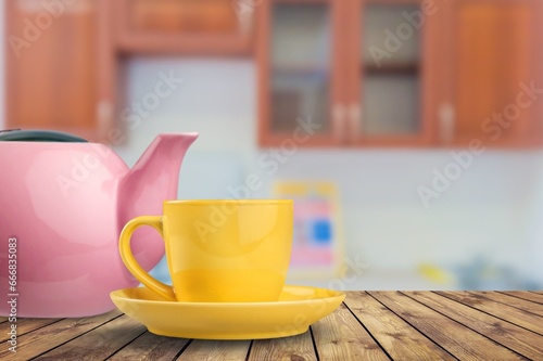 Hot aroma morning coffee cup