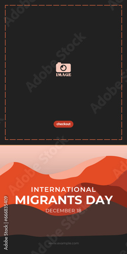 International migrants day. Desert concept design template for banner, background, poster