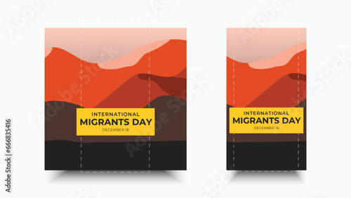 International migrants day. Desert concept design template for banner, background, poster