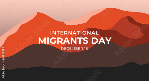 International migrants day. Desert concept design template for banner, background, poster