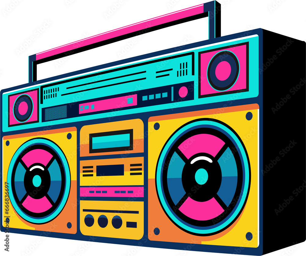 Fototapeta premium 80's Retro pop boombox illustration