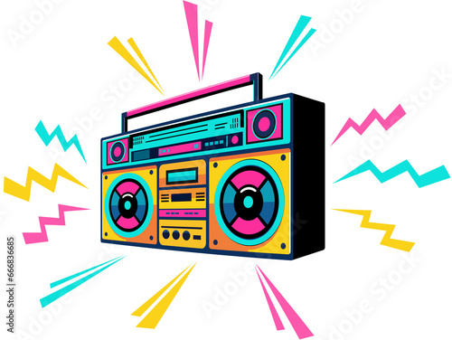 Tableau sur toile 80's Retro pop boombox illustration