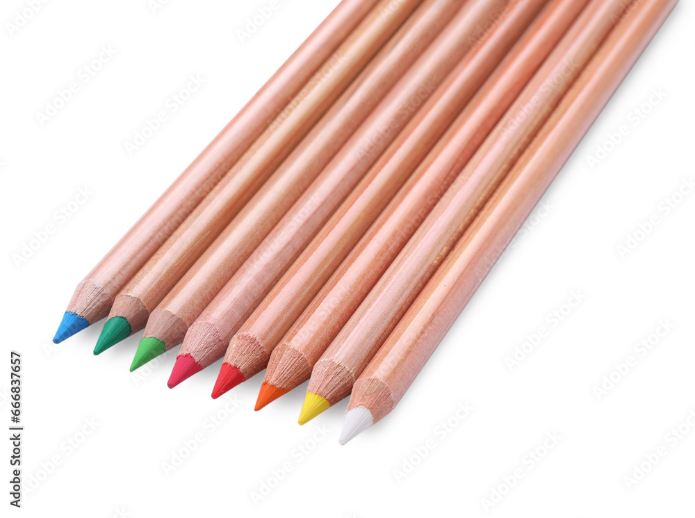 Fototapeta premium Colorful pastel pencils isolated on white. Drawing supplies