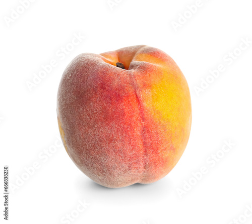 Ripe peach isolated on white background