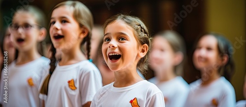Summer camp features acappella performance by international children s choir With copyspace for text