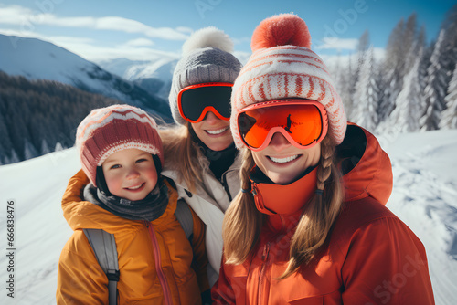 family ski vacation in the Alps mountains