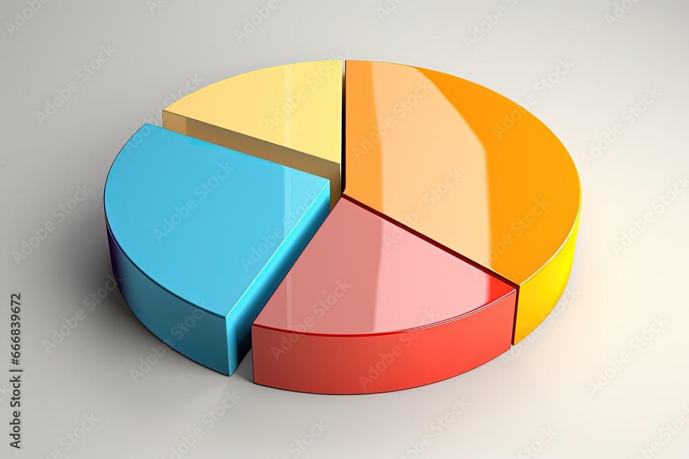 Obraz premium Colorful pie-shaped chart, business and analysis concept, digital illustration. Generative AI