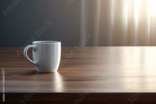 A clean mug on a table: a sleek and efficient representation of minimalism and usefulness. Generative AI