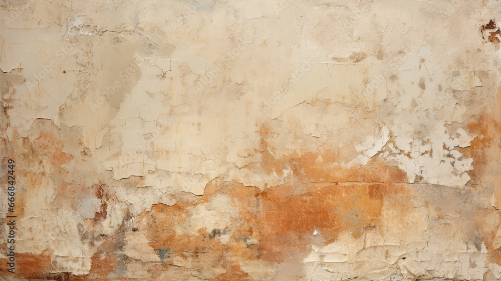 Ancient wall with rough cracked paint, old fresco texture background ...