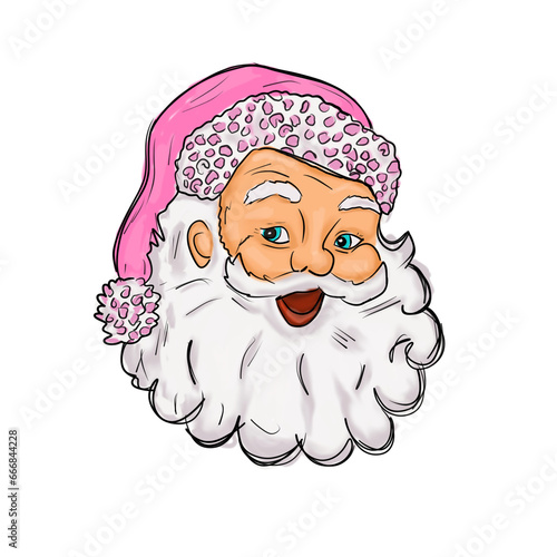 Pink santa claus leopard hand drawing,christmas drawing photo