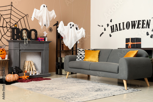 Interior of festive living ...