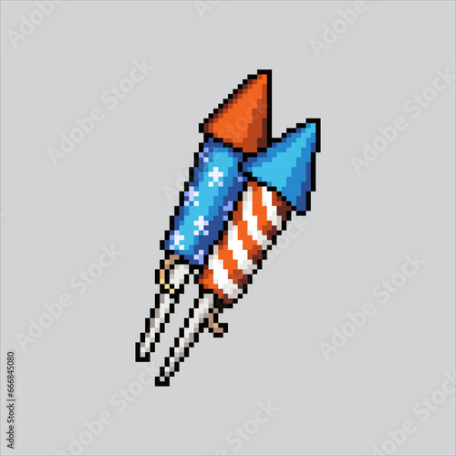 Pixel art illustration fireworks. Pixelated rocket. Rocket fireworks pixelated for the pixel art game and icon for website and video game. old school retro.
