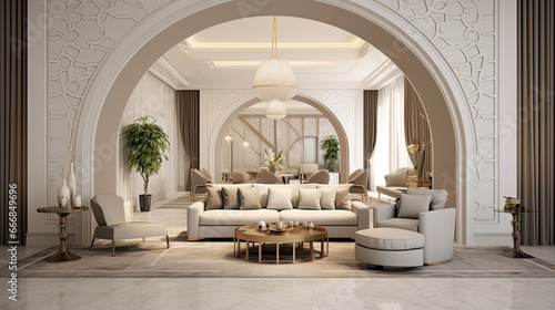 Architect s concept incomplete project transformed into elegant classic living room 