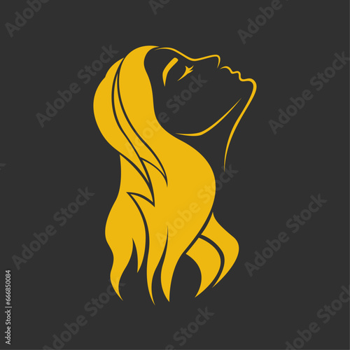 Diseño de hermoso logo femenino, silueta de mujer, logo para peluquería 