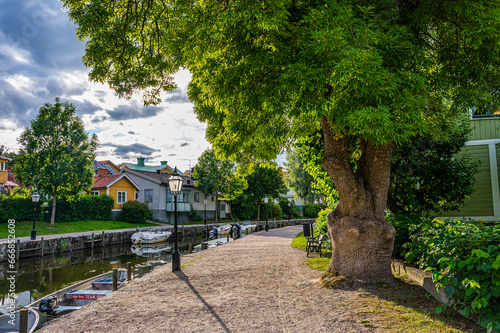 Fototapeta Naklejka Na Ścianę i Meble -  Trosa is an idyll of old fine wooden houses and a beautiful canal