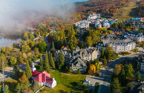 Aerial view of Mont Tremblant village in autumn photo