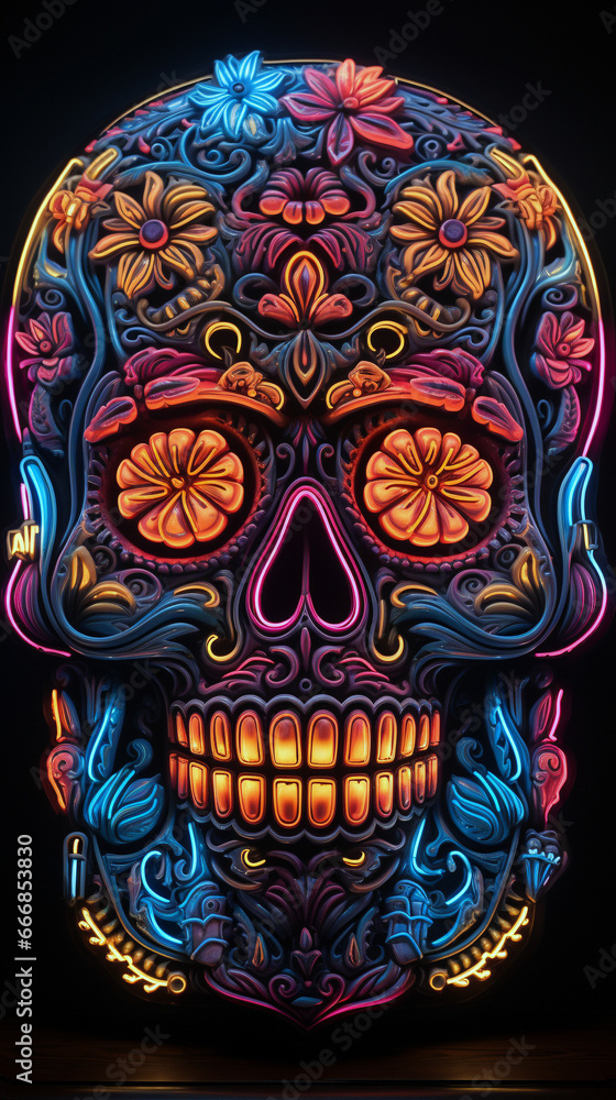Dia de los Muertos neon background Dia de los Muertos neon background