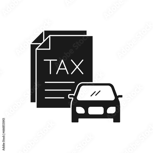 Car tax. Auto insurance icon flat style isolated on white background. Vector illustration