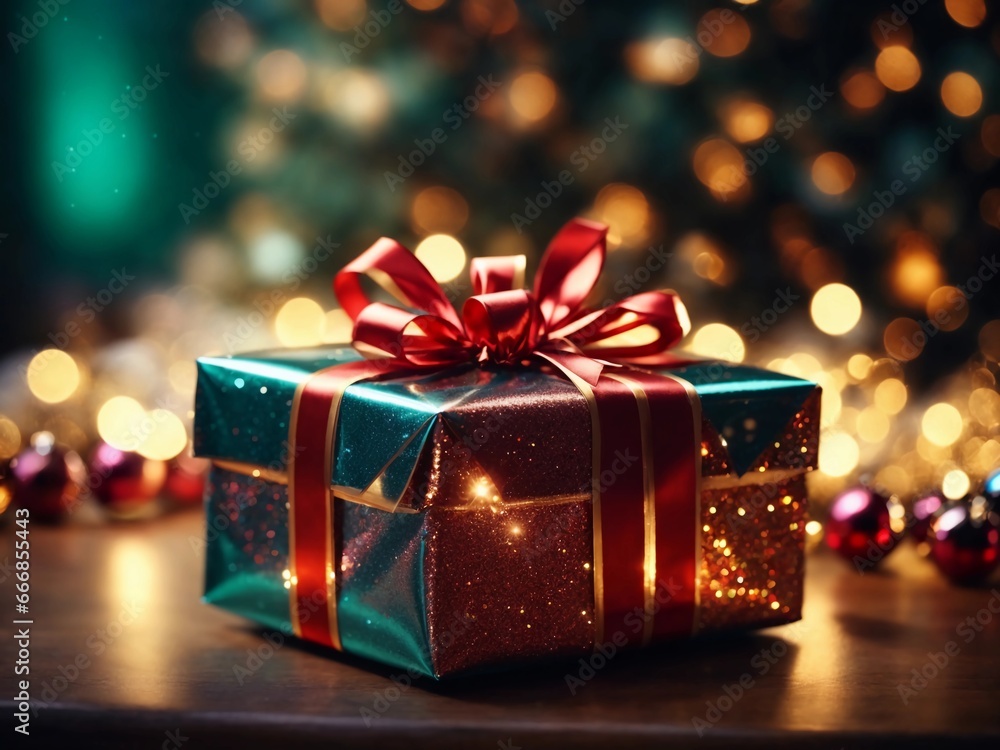 Luxury Christmas Gift with Glittering Effect on a Shining Background, Empty Space for Creative Banner Design
Luxury Christmas Gift with Glittering Effect on a Shining Background, Empty Space for Creative Banner Design