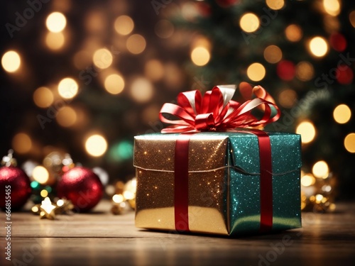 Wallpaper Mural Luxury Christmas Gift with Glittering Effect on a Shining Background, Empty Space for Creative Banner Design
 Torontodigital.ca