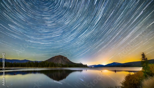 star trails over the lake of bend oregon