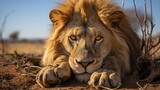 Lion in the Etosha National Park, Namibia.