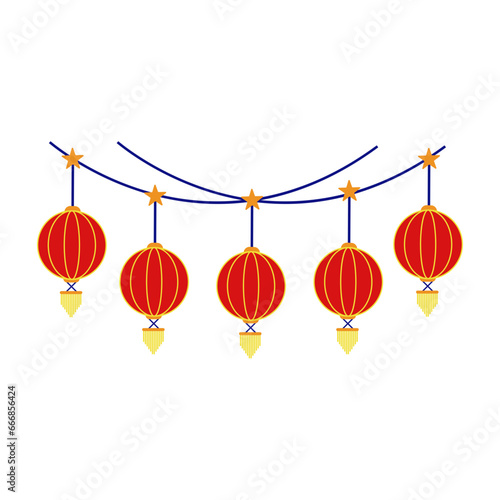 lamp isolate or Chinese hanging red lanterns realistic isolated on white background.
