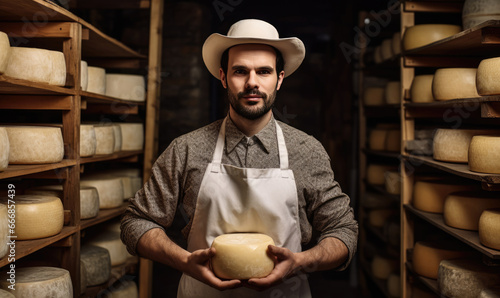 Masterful cheesemaker confidently evaluates cheese.