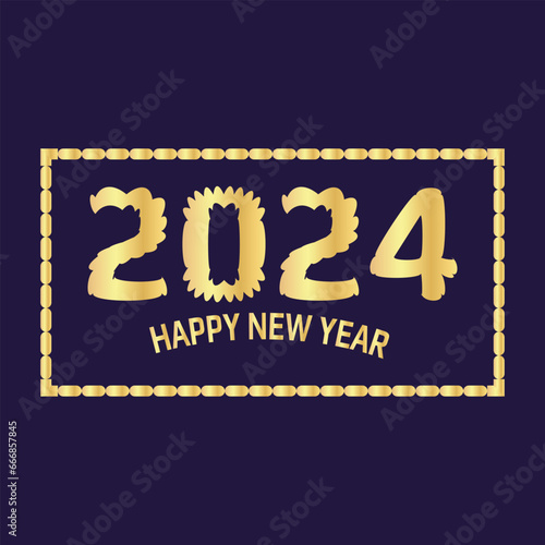 Trendy beautify happy new year 2024 golden gradient color celebration vector design.2024 new year illustration for banner and poster 