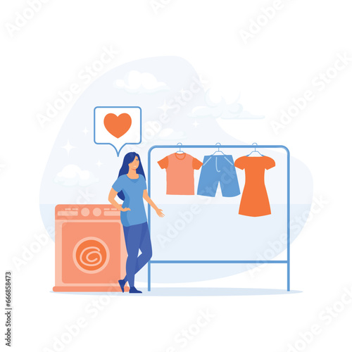 Experienced manager training staff, laundry service, maid ironing guests shirt, waiter serving at banquet, horeca sector vector cartoon. flat vector modern illustration 