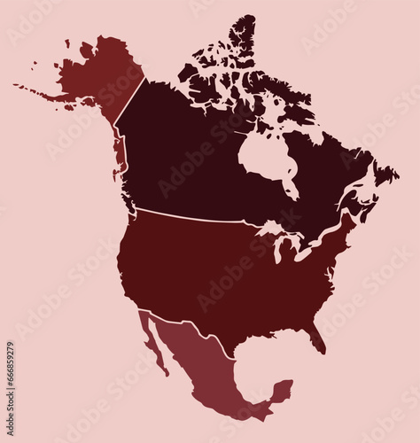 map vector of north america red