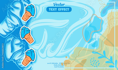 cute blue ice cream hand drawn pattern background