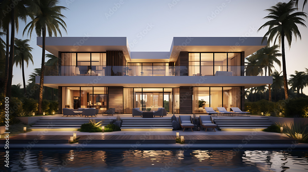 modern two floor arab house minimalist design, relistic, ultra hd, 4k