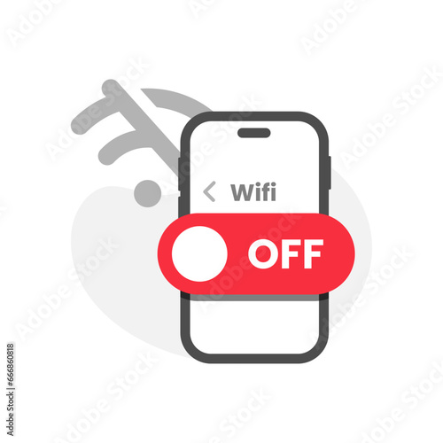 offline, internet connection off on smartphone concept illustration flat design vector eps10. modern graphic element for landing page, empty state ui, infographic, icon