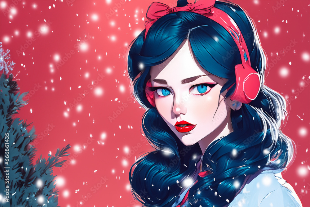 Winter anime girl character for your avatar in a social network. Character ready for animation. Funny cartoon. Female character animations. Girl in cartoon Christmas style. Winter anime girl character for your avatar in a social network. Character ready for animation. Funny cartoon. Female character animations. Girl in cartoon Christmas style.