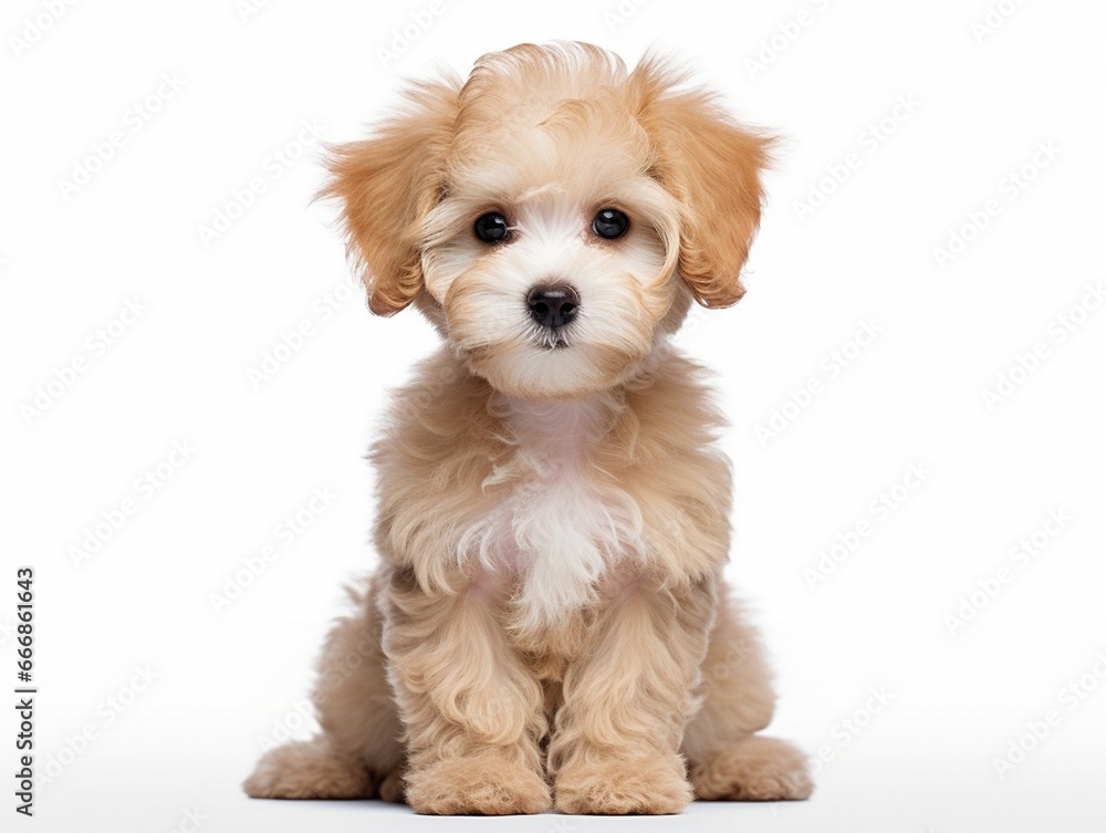 Cute puppy of Maltipoo dog posing isolated over white background : Generative AI Cute puppy of Maltipoo dog posing isolated over white background : Generative AI