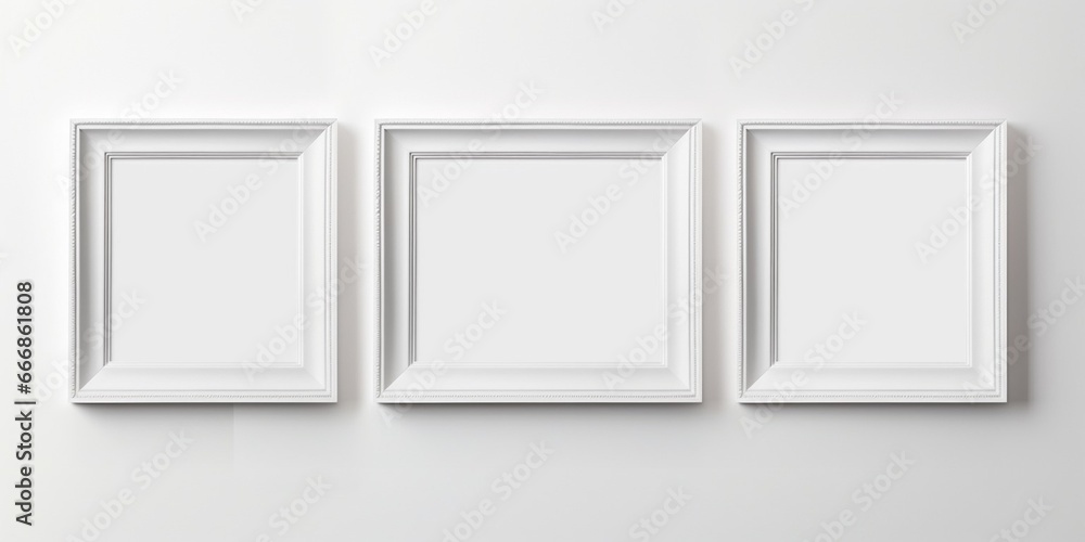 three blank frame on white wall : Generative AI three blank frame on white wall : Generative AI