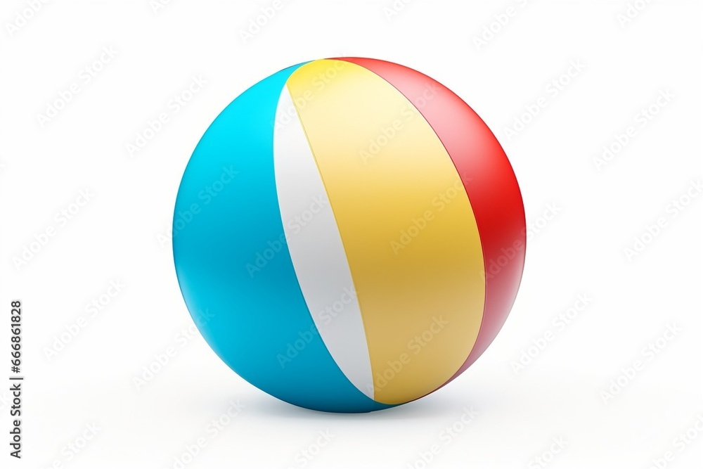 Beach ball isolated on a white background : Generative AI Beach ball isolated on a white background : Generative AI